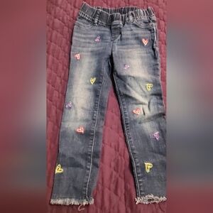 GAP Kids- NEW- Blue Skinny Jeans with heart embroidery.